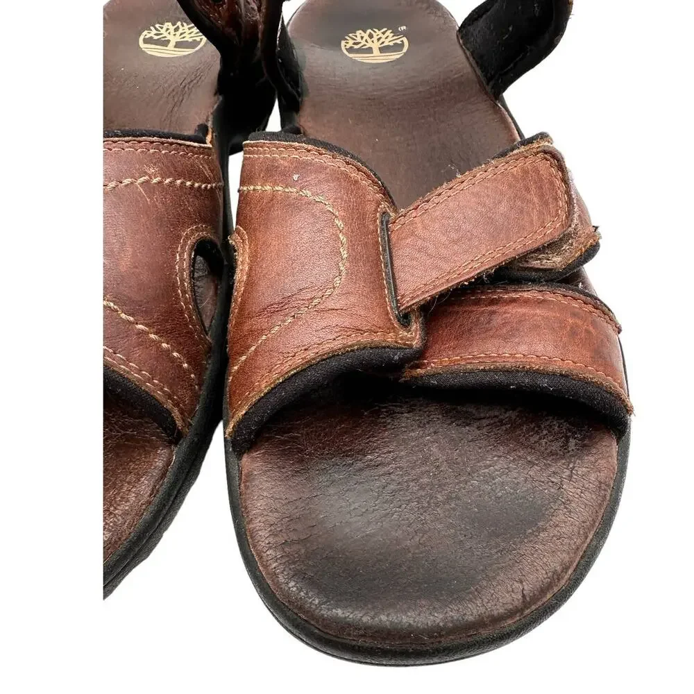 Timberland Men’s Sz: 10 Leather Adjustable Strappy Sandals Brown Open Toe 38526